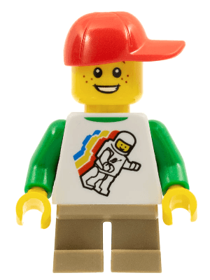 LEGO Classic Space Minifigure Floating Pattern Red Short Bill Cap with Seams (gen059) Promotional Minifigure