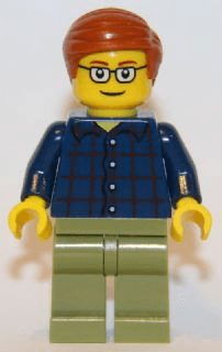 LEGO Plaid Button Shirt Olive Green Legs Dark Orange Smooth Hair (gen064) Promotional Minifigure