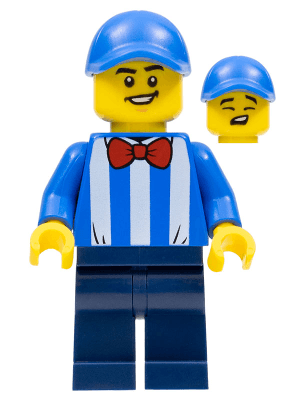 LEGO Newsstand Worker Blue Cap Striped Shirt Red Bow Tie (gen160) Promotional Minifigure