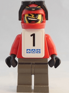 LEGO Snowboarder Red Shirt White Vest Number 1 Sticker on Both Sides (gg005s) Sports Minifigure