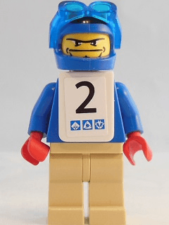 LEGO Snowboarder Blue Shirt White Vest Number 2 Sticker on Both Sides (gg006s) Sports Minifigure