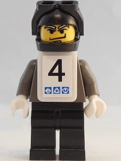 LEGO Snowboarder Dark Gray Shirt White Vest Number 4 Sticker on Both Sides (gg009s) Sports Minifigure