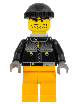 Skateboarder - Black Jacket, Medium Orange Legs, Black Knit Cap, Light Gray Neck Bracket
