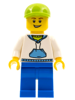 LEGO White Hoodie with Medium Blue Pocket Lime Short Bill Cap (hol016) minifigure