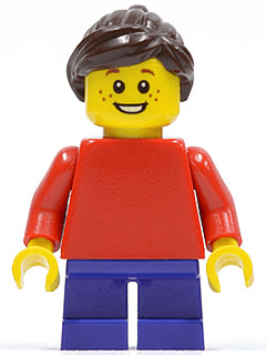 LEGO Plain Red Torso with Red Arms Dark Purple Short Legs Dark Brown Ponytail and Swept Sideways Fringe (hol018) minifigure