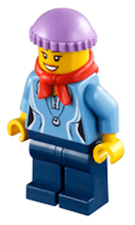 LEGO Medium Blue Female Shirt with Two Buttons and Shell Pendant Red Bandana Medium Lavender Knit Cap (hol029) minifigure