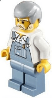 LEGO Overalls Sand Blue Light Bluish Gray Male Hair White Beard (hol032) City Minifigure