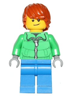 LEGO Winter Jacket Zipper Dark Orange Hair Crooked Smile (hol051) minifigure