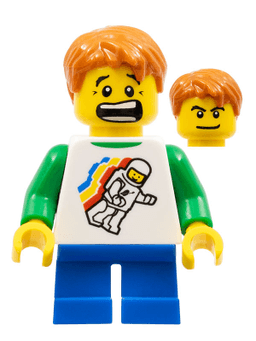 LEGO Classic Space Minifigure Floating Pattern Blue Short Legs Dark Orange Short Tousled Hair (hol056) minifigure