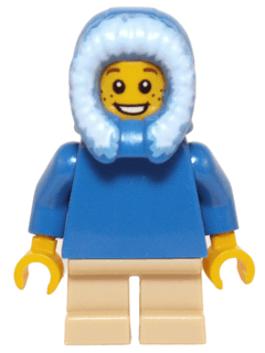 LEGO Plain Blue Torso Tan Short Legs Blue Hood Fur-lined (hol057) minifigure