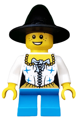 LEGO Girl Black Wizard / Witch Hat Pirate Female Corset Freckles (hol062) City Minifigure