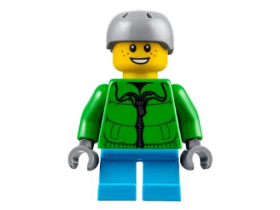 LEGO Winter Jacket Zipper Dark Azure Short Legs Light Bluish Gray Sports Helmet (hol105) City Minifigure