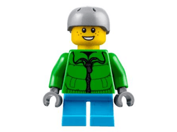 LEGO Winter Jacket Zipper Dark Azure Short Legs Light Bluish Gray Sports Helmet (hol105) minifigure