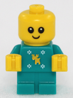 Baby - Dark Turquoise Body with Moose and Snowflakes and Yellow Hands