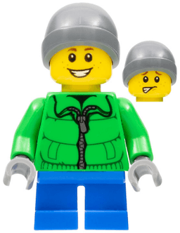 LEGO Winter Jacket Zipper Blue Short Legs Dark Bluish Gray Beanie Freckles (hol128) minifigure