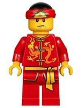 LEGO Dragon Dance Performer Tied Red Bandana Angry Eyebrows and Scowl (hol136) City Minifigure