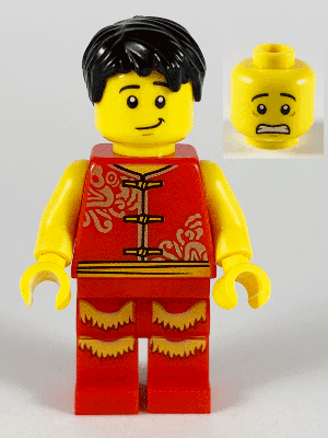 LEGO Man Lion Dance Red Shirt (hol178) City Minifigure