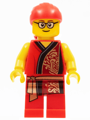 LEGO Lion Dance Musician Glasses Red Robe with Gold Dragon (hol180) City Minifigure