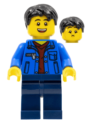 LEGO Man Black Hair Dark Red Shirt (hol184) City Minifigure