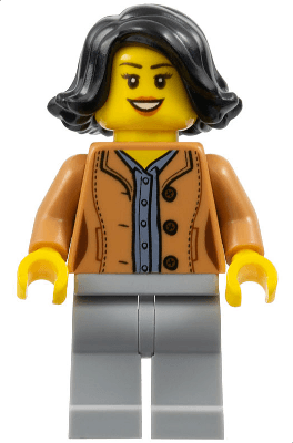 LEGO Woman Black Hair Dark Bluish Gray Shirt (hol188) City Minifigure