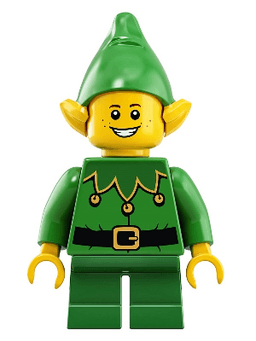 Elf - Green Scalloped Collar with Bells, Freckles, Open Mouth Smile with Teeth