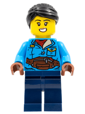 LEGO Woman Black Hair Dark Azure Jacket (hol270) City Minifigure