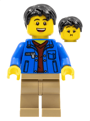 LEGO Man Black Hair Dark Red Shirt (hol282) City Minifigure