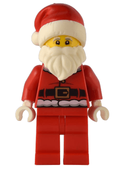 Santa - Fur Lined Jacket with 2 Dark Red Creases on Back, Red Legs