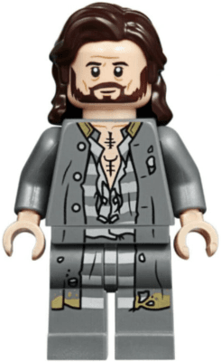 Sirius Black - Dark Brown Hair, Dark Bluish Gray Jacket over Tattered Striped Shirt, Printed Legs
