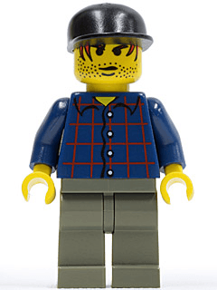 LEGO Plaid Button Shirt Black Cap Red Hair Black Stubble (Werewolf Boy) (hrf009) minifigure