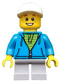 LEGO Boy White Cap Dark Azure Hoodie Lime Shirt (idea033) minifigure