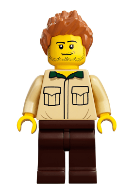 LEGO Dad Stubble Shirt with Dark Green Collar Medium Nougat Hair Spiked (idea052) Twilight Minifigure
