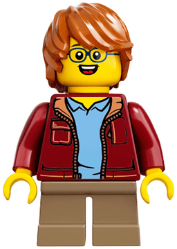Child - Boy, Dark Red Jacket, Dark Tan Short Legs, Dark Orange Tousled Hair, Glasses