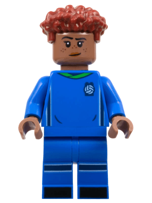 LEGO Soccer Player Female Blue Uniform Medium Brown Skin Dark Red Hair (idea132) Twilight Minifigure