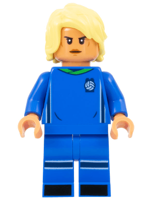 LEGO Soccer Player Female Blue Uniform Nougat Skin Bright Light Yellow Hair (idea134) Twilight Minifigure