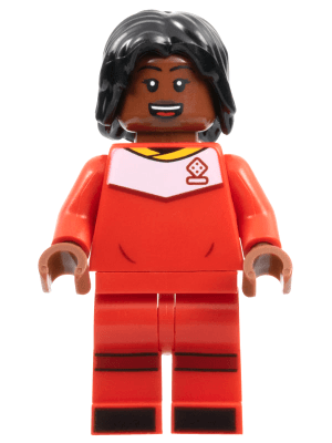 LEGO Soccer Player Female Red Uniform Reddish Brown Skin Black Hair (idea135) Twilight Minifigure
