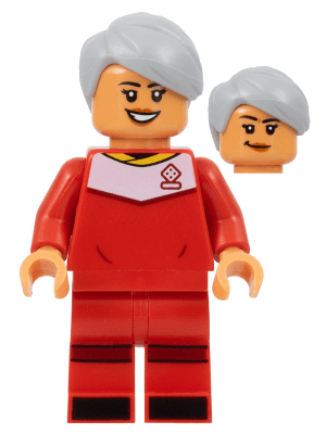 LEGO Soccer Player Female Red Uniform Nougat Skin Light Bluish Gray Hair (idea143) Twilight Minifigure