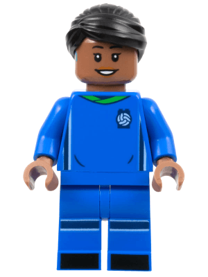 LEGO Soccer Player Female Blue Uniform Medium Brown Skin Black Hair Hearing Aid (idea144) Twilight Minifigure