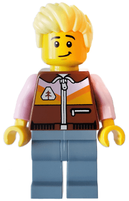 Camper - Male, Reddish Brown Jacket, Sand Blue Legs, Bright Light Yellow Spiked Hair Swept Up