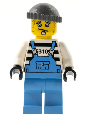 LEGO Xtreme Stunts Brickster Henchman with Medium Blue Overalls #1 Dark Bluish Gray Knit Cap (ixs014) LEGO Minifigure