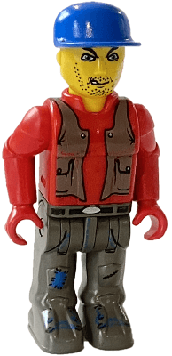 LEGO Bank Robber with Dark Gray Legs Red Shirt and Blue Cap (js017) LEGO Minifigure
