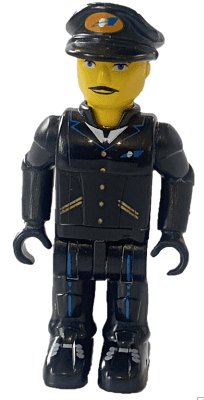 LEGO Airplane Pilot with Black Pants Black Shirt and Black Cap with Logo (js019) minifigure