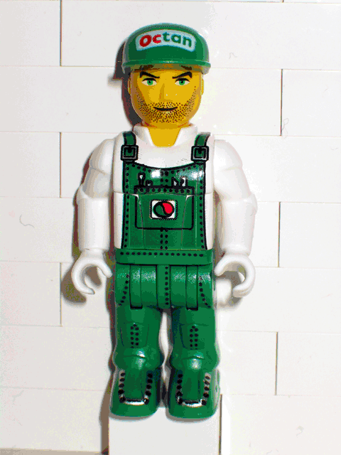 LEGO Mechanic in Green Overalls with Octan Pattern (js024) LEGO Minifigure