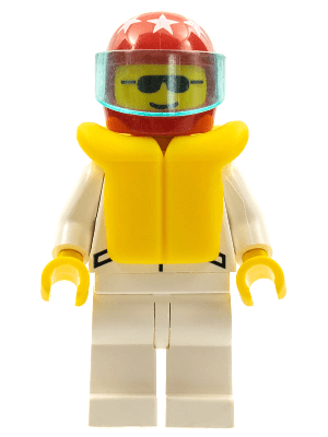 Jacket 2 Stars White - White Legs, Red Helmet 7 White Stars, Trans-Light Blue Visor