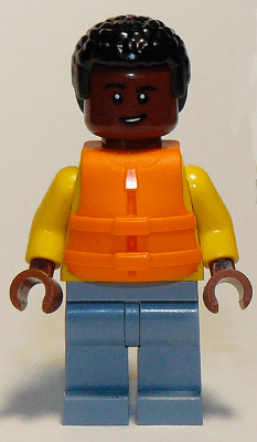 Darius Bowman - Yellow Hoodie over White Shirt, Sand Blue Legs, Orange Life Jacket
