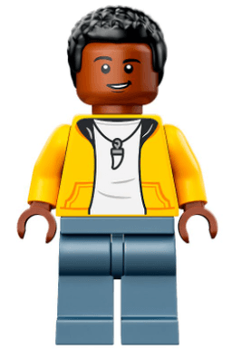 Darius Bowman - Yellow Hoodie over White Shirt, Sand Blue Legs