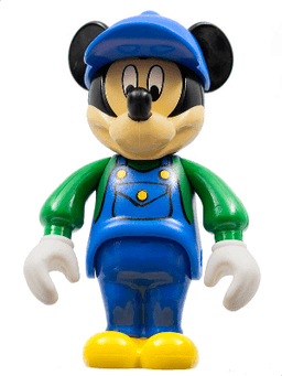 LEGO Mickey Mouse Figure with Blue Overalls Green Sleeves Blue Cap (mck001) minifigure