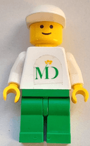 MD Foods - White Torso (Sticker on Both Sides), Green Legs, White Cap