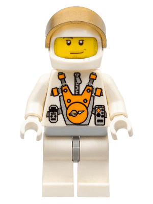 LEGO Mars Mission Astronaut with Helmet Metallic Gold Visor Smirk and Stubble Beard (mm015) Space Minifigure