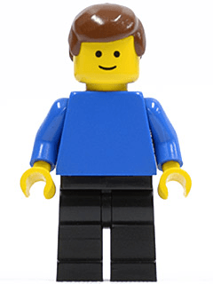 LEGO Plain Blue Torso with Blue Arms Brown Male Hair (mmf005) minifigure